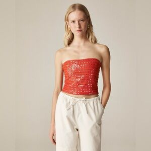 J. Crew Broken-in jersey tube top with mirror embellishments strapless smocked